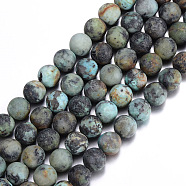 Frosted Natural African Turquoise(Jasper) Round Beads Strands, 10mm, Hole: 1mm, about 38pcs/strand, 15.5 inch(G-D746-10mm)