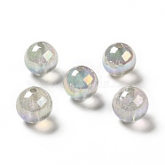 UV Plating Transparent Rainbow Iridescent Acrylic Beads, Glitter Beads, Round, Silver, 15.5~16x15.5mm, Hole: 2.6~2.7mm(OACR-D010-01F)