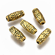 Tibetan Style Alloy Beads, Barrel, Cadmium Free & Lead Free, Antique Golden, 11x5mm, Hole: 1.8mm, about 1000pcs/1000g(TIBEB-N005-23AG-RS)