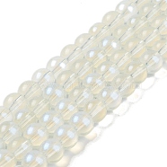 Glass Bead Strands, with Glitter Powder, Round, White, 10x9mm, Hole: 1.2mm, about 90pcs/strand, 31.81''(80.8cm)(X-GLAA-K068-01C-11)