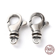 925 Thailand Sterling Silver Lobster Claw Clasps, with 925 Stamp, Antique Silver, 16x10x4.5mm, Hole: 1.8mm(STER-D003-11AS)