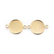 201 Stainless Steel Cabochon Connector Settings, Plain Edge Bezel Cups, Flat Round, Real 24K Gold Plated, Tray: 16mm, 25x18x2mm, Hole: 2mm(STAS-F191-15G-F)