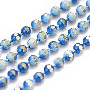 Electroplated Brass Faceted Ball Chains, Round, with Spool, Soldered, Blue, 1.5mm, about 164.04 Feet(50m)/roll(KK-G358-B02)