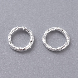 Iron Textured Jump Rings, Open Jump Rings, for Jewelry Making, Silver, 7.5~8.5x1mm, 18 Gauge, Inner Diameter: 5.5mm, 2000pcs/bag(IFIN-D086-01-S)