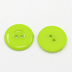 Acrylic Sewing Buttons for Costume Design, Plastic Buttons, 2-Hole, Dyed, Flat Round, Yellow Green, 25x3mm, Hole: 2mm(BUTT-E087-C-10)
