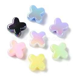 UV Plated Acrylic Beads, Iridescent, Cross, Mixed Color, 15x15x8mm, Hole: 4mm(SACR-G034-06)