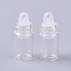 Glass Bottle Pendant Decoration, Wishing Bottle, with Plastic Plug, Clear, 24.5x10mm, Hole: 2mm, Capacity: 1ml(0.03 fl. oz)(CON-T001-001)