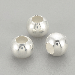 925 Sterling Silver Beads, Round, Silver, 5x4mm, Hole: 2mm(STER-S002-12-5mm)