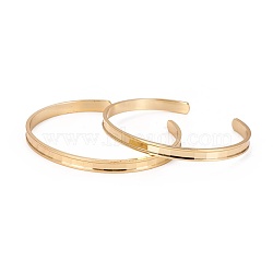 Long-Lasting Plated Brass Cuff Bangles, Grooved, Golden, 2-3/8 inch(6.2cm)(X-BJEW-E370-04G)