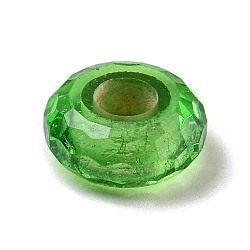 Glass European Beads, Large Hole Beads, Wheel, Faceted, Light Green, 14.5x6.4mm, Hole: 5.7mm(GLAA-XCP0001-43I)