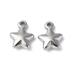 Non-Tarnish 304 Stainless Steel Charms, Star Charm, Stainless Steel Color, 10.5x8x3mm, Hole: 1mm(X-STAS-C066-19P)