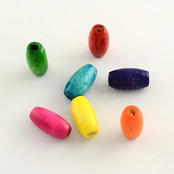 Dyed Natural Long Oval Wood Beads, Oval/Oblong, Lead Free, Mixed Color, 23x8~9mm, Hole: 2.5mm, about 2000pcs/1000g(WOOD-Q003-23x8mm-M-LF)