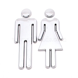 Electroplated ABS Plastic Women & Men Bathroom Sign Stickers, Public Toilet Sign, for Wall Door Accessories Sign, Silver, 120x38x38mm, 2pcs/set(AJEW-WH0252-24)