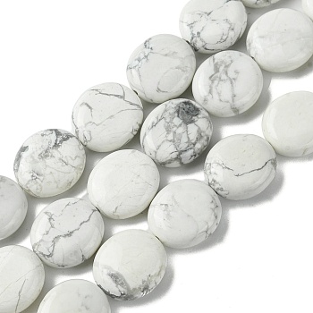 Natural Howlite Beads Strands, Flat Oval, 15~16x13.5~14x6~7mm, Hole: 1mm, about 26pcs/strand, 15.79''(40.1cm)