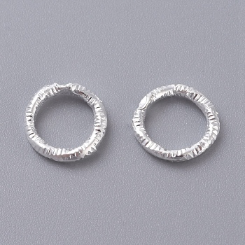 Iron Textured Jump Rings, Open Jump Rings, for Jewelry Making, Silver, 7.5~8.5x1mm, 18 Gauge, Inner Diameter: 5.5mm, 2000pcs/bag