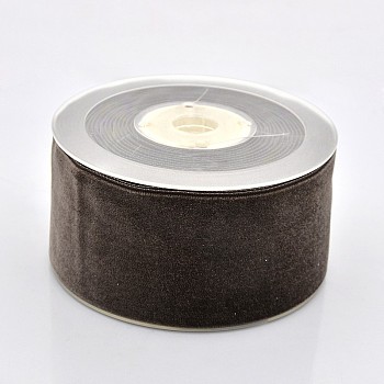 Polyester Velvet Ribbon for Gift Packing and Festival Decoration, Saddle Brown, 2 inch(50mm), about 20yards/roll(18.29m/roll)