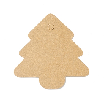 100Pcs Blank Kraft Paper Gift Tags, Christmas Tree, BurlyWood, 5.45x5.35x0.05cm, Hole: 4.5mm