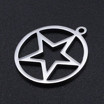 201 Stainless Steel Laser Cut Pendants, Star, Stainless Steel Color, 22x19.5x1mm, Hole: 1.4mm