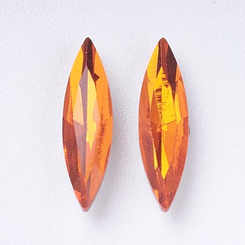 Imitation Austrian Crystal Glass Rhinestone, Grade A, Pointed Back & Back Plated, Horse Eye, Tangerine, 14~14.5x4x2.5~3mm