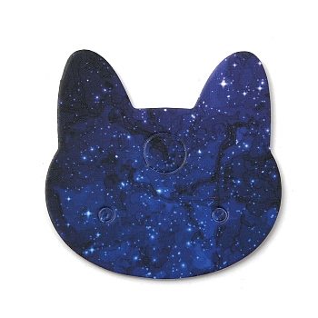 100Pcs Cat Head Shape Paper Jewelry Earring Display Cards, Marine Blue, 3.5x3.5x0.05cm