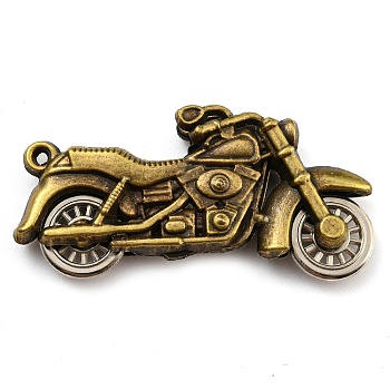 Tibetan Style Alloy Pendants, Motorbike, Cadmium Free & Lead Free, Antique Bronze, 25x49x8mm, Hole: 1.5mm