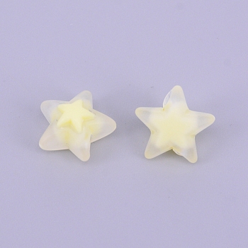 Transparent Acrylic Beads, Frosted, DIY Accessories, Clear, Star, Light Goldenrod Yellow, 16x16.5x9.5mm, Hole: 2.5mm