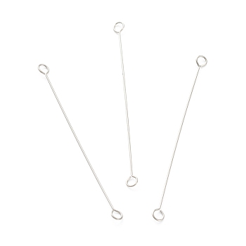 316 Surgical Stainless Steel Eye Pins, Double Sided Eye Pins, Stainless Steel Color, 40x2.5x0.4mm, Hole: 1.6mm