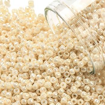 TOHO Round Seed Beads, Japanese Seed Beads, (123) Opaque Luster Light Beige, 11/0, 2.2mm, Hole: 0.8mm, about 5555pcs/50g