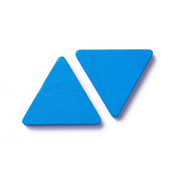 Wood Cabochons, Dyed, Triangle, Blue, 35x40x5mm