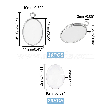 unicraftale 20個 304 ステンレススチール ペンダント カボション セッティング(STAS-UN0042-65)-3