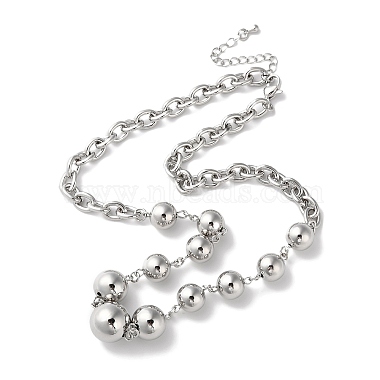 Colliers de perles gradués en laiton plaqué sur crémaillère et bracelets à chaîne à maillons ronds(SJEW-H066-01P)-2