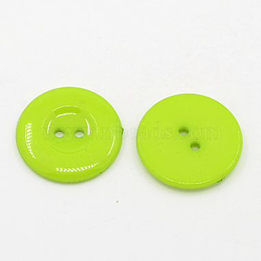 40L(25mm) YellowGreen Flat Round Acrylic 2-Hole Button