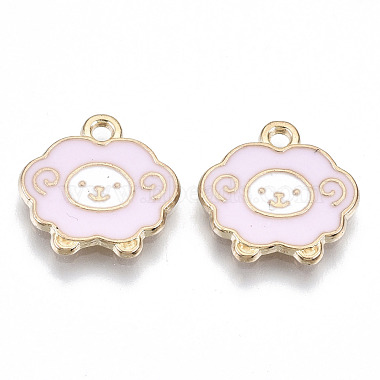 Light Gold Pink Sheep Alloy+Enamel Charms