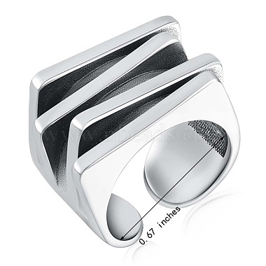 925 серебряное многослойное кольцо-манжета прямоугольной формы открытого типа(JR916A)-3