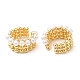 Rack Plating Brass Cuff Earrings with Plastic Pearl Beaded(EJEW-D064-02G)-2
