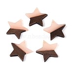 Resin & Walnut Wood Pendants, Star, PeachPuff, 20.5x22~22.5x3.5mm, Hole: 1.5mm(RESI-T057-37B)
