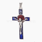 Alloy Enamel Big Pendants, For Easter, Crucifix Cross, Antique Silver, 71~72x40.5x6.5mm, Hole: 6x10mm(ENAM-E319-01AS)