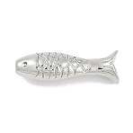 Brass Beads, Long-Lasting Beads, Long-Lasting Plated, Lead Free & Cadmium Free, Fish, Platinum, 17.5x6x5.5mm, Hole: 1mm(KK-Q028-05P)