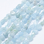 Natural Aquamarine Beads Strands, Tumbled Stone, Nuggets, 5~11x4~8mm, Hole: 1mm, 15.3 inch~15.7 inch(39~40cm)(X-G-K203-46)