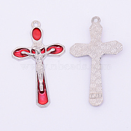 Easter Jewelry, Alloy Enamel Big Pendants, Crucifix Cross, Red, 52x31x6.5mm, Hole: 2.5mm, 10pcs/bag(ENAM-TAC0002-10C)