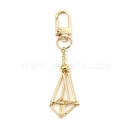 Brass Pouch Empty Stone Holder for Keychain, with Alloy Swivel Clasps, Golden, 9cm(KEYC-TA00025-01)