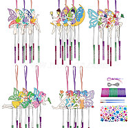 DIY Wood Wind Chime Making Kit, Including 45Pcs Aluminum Tube Wind Chim, 15Pcs Wood , 13M Silver Wire, 2Pcs Brush, 1 Sheets Rhinestone Sticker, 15Pcs Colored Rope, Fairy, 126x79mm(DIY-WH0600-005)