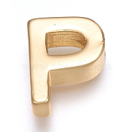 Brass Charms, Long-Lasting Plated, Real 18K Gold Plated, Letter.P, P: 9x7x3mm, Hole: 1.6mm(ZIRC-I037-01P-G)