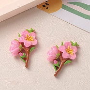 Opaque Resin Cabochons, Flower, Pink, 36x22mm(PW-WG2B15B-02)