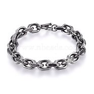 Retro 304 Stainless Steel Cable Chain Bracelets, with Toggle Clasps, Antique Silver, 8-5/8 inch(22cm), 9x3mm(BJEW-L631-27AS)