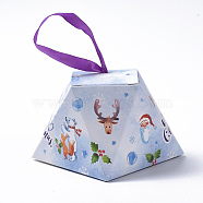 Christmas Gift Boxes, with Ribbon, Gift Wrapping Bags, for Presents Candies Cookies, Light Blue, 8.1x8.1x6.4cm(X-CON-L024-E01)