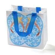 Summer Beach Theme Printed Flip Flops Non-Woven Reusable Folding Gift Bags with Handle, Portable Waterproof Shopping Bag for Gift Wrapping, Rectangle, Deep Sky Blue, 9x19.8x20.5cm, Fold: 24.8x19.8x0.1cm(ABAG-F009-E04)