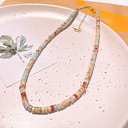 Synthetic Imperial Jasper Heishi Graduated Beaded Necklaces(JO0051-12)