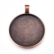 Alloy Pendant Cabochon Settings, Plain Edge Bezel Cups, DIY Findings for Jewelry Making, Cadmium Free & Nickel Free & Lead Free, Flat Round, Red Copper, 62.5x50x4mm,Tray: 46.8x3mm, Hole: 7x10mm(X-PALLOY-S602-R-FF)