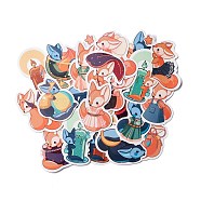 Fox Paper Stickers Set, Waterproof Adhesive Label Stickers, for Water Bottles, Laptop, Luggage, Cup, Computer, Mobile Phone, Skateboard, Guitar Stickers, Mixed Color, 3.8~7.7x4.1~6.6x0.02cm, 50pc/bag(DIY-M031-41)